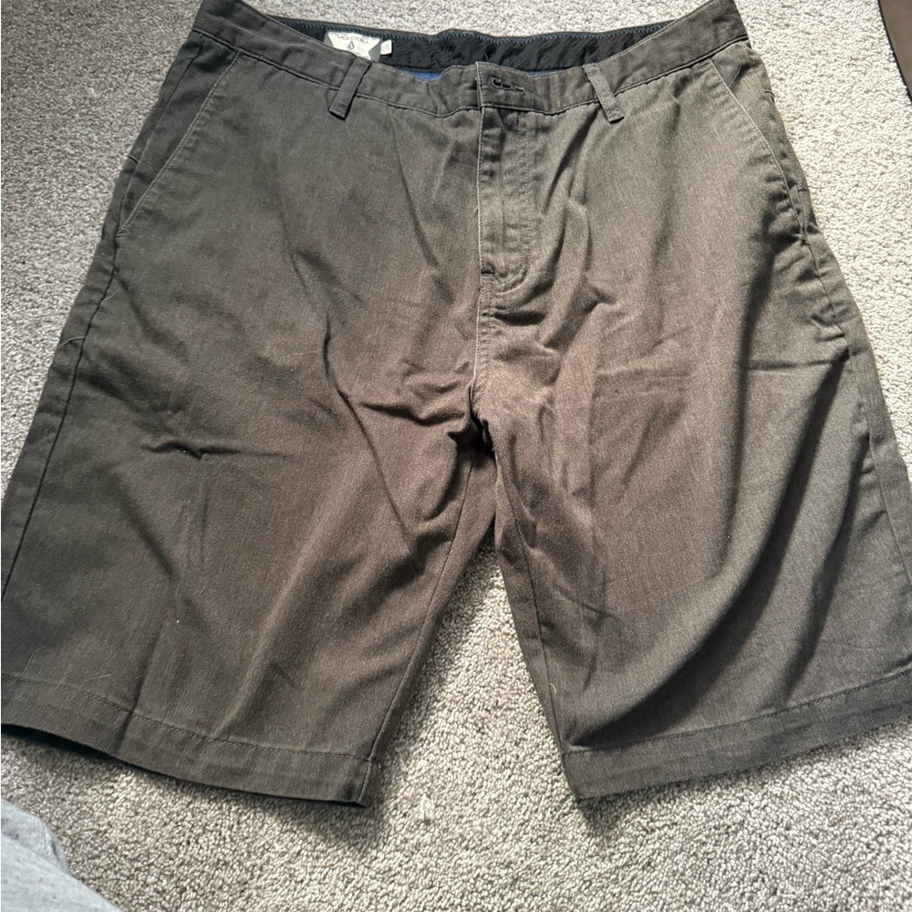 Volcom Men's Dark Brown Flat Front Shorts